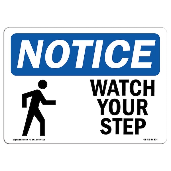 OSHA, Watch Your Step, 5in X 3.5in, 10PK, 3.5" W, 5" L, Landscape, PK10, OS-NS-D-35-L-16874-10PK